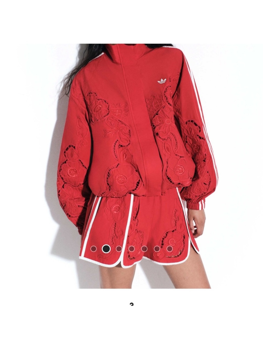 adidas Red Embroidered Bomber Jacket